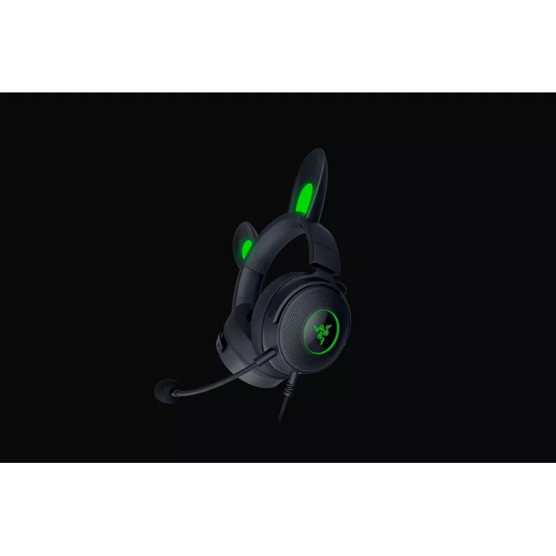 Razer Kraken V2 Pro Kitty Edition, vadu, pāri ausīm, melnas, spēļu austiņas