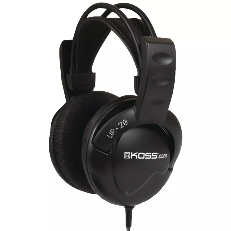 Koss | UR20 | Austiņas DJ stilā | Vadu | Uz auss | Trokšņu slāpēšana | Melna