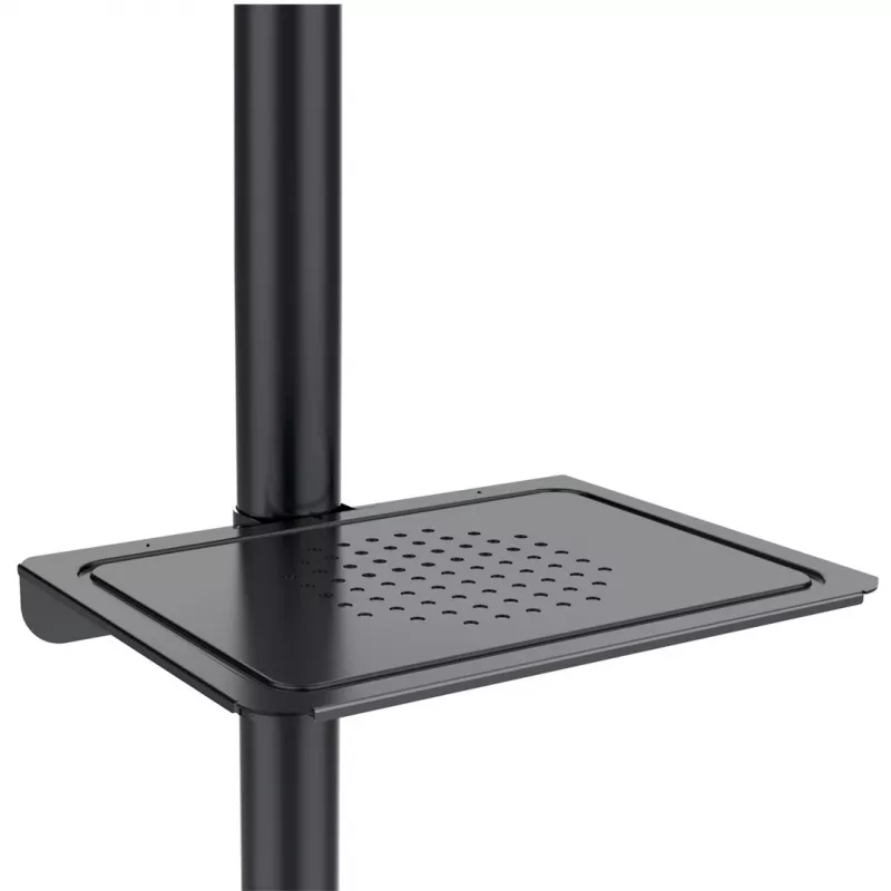 TV ratiņi MACLEAN MC-949 32–55 collu televizoriem, VESA 75×75–400×400 mm, maks. slodze 25 kg, augstums 147–155 cm, uzglabāšanas plaukts, melns