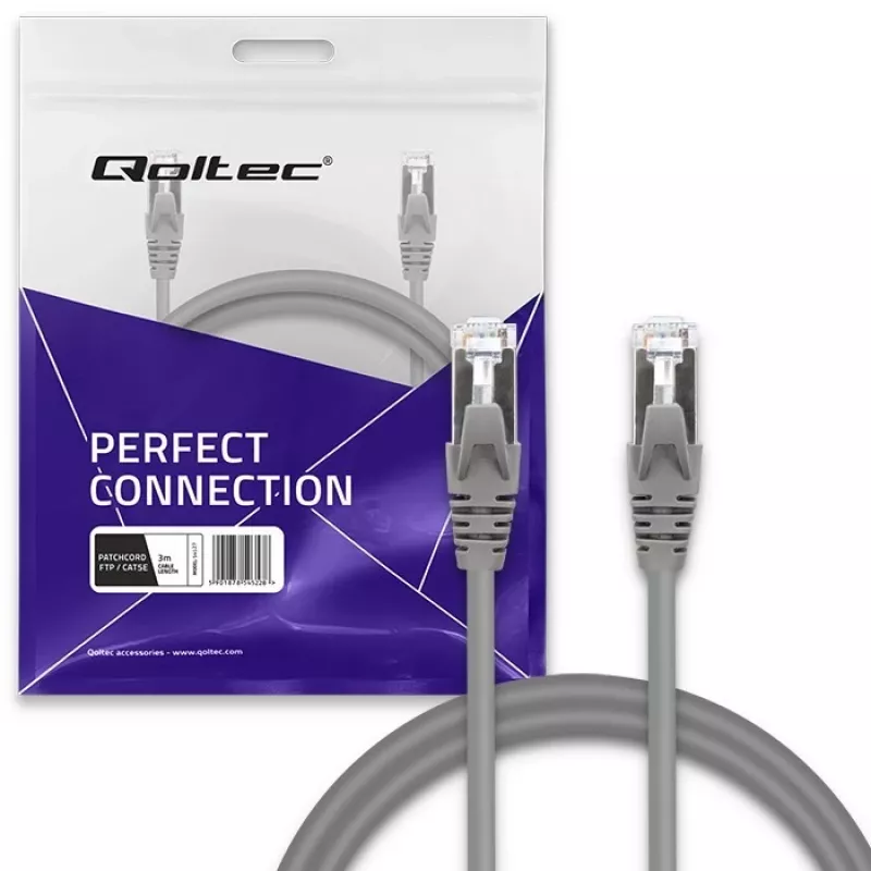 Patčkorda kabelis QOLTEC 54528 2xRJ45 CAT5e 3m melns