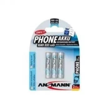 ANSMANN 5030142 NiMH uzlādējama baterija Micro AAA, Phone DECT, 800mAh, 3 iepakojumā