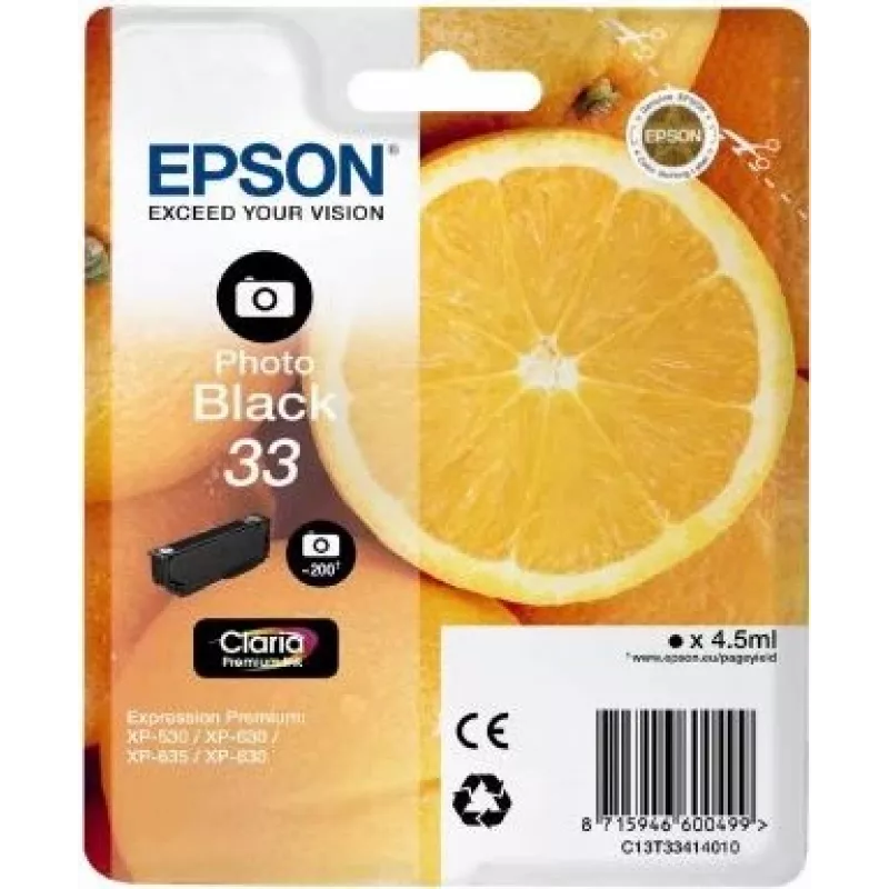 Epson oranžas C13T33414010 tintes kasetne 1 gab. Oriģināls Photo Melns