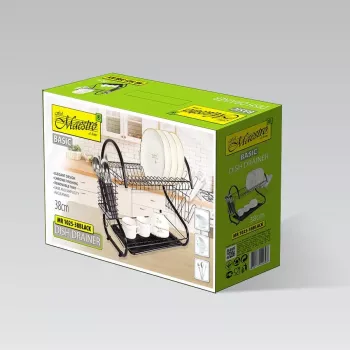Trauku žāvēšanas statīvs Maestro MR-1025-38-Melns, brīvi stāvošs metāla statīvs, 38 cm platums, melns