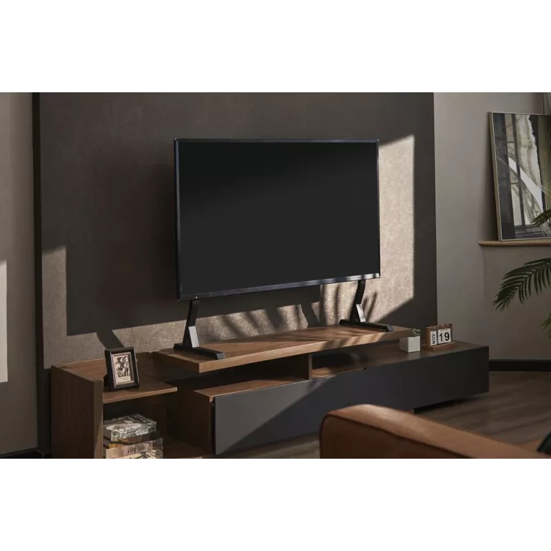Grīdas televizora statīvs GEMBIRD TVS-D90F-01 45–90 collu televizoriem, tērauda, fiksēts augstums, VESA 200x200–800x400, maks. slodze 60 kg, 970×800×525 mm