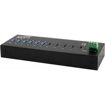 EXSYS GmbH 10-portu USB 3.2 Gen 2x1 metāla centrmezgls, 4x USB-C + 6x USB-A (EX-12280HMS)