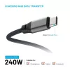 USB-C uz USB-C magnētiskais pītais kabelis FIXED FIXDBM-CC12-GR, USB 2.0, 1,2 m, pelēks