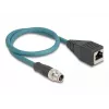 DeLOCK M12 adaptera kabelis X-kodēts 8 kontaktu vīrišķais uz RJ45 sievišķo 50 cm