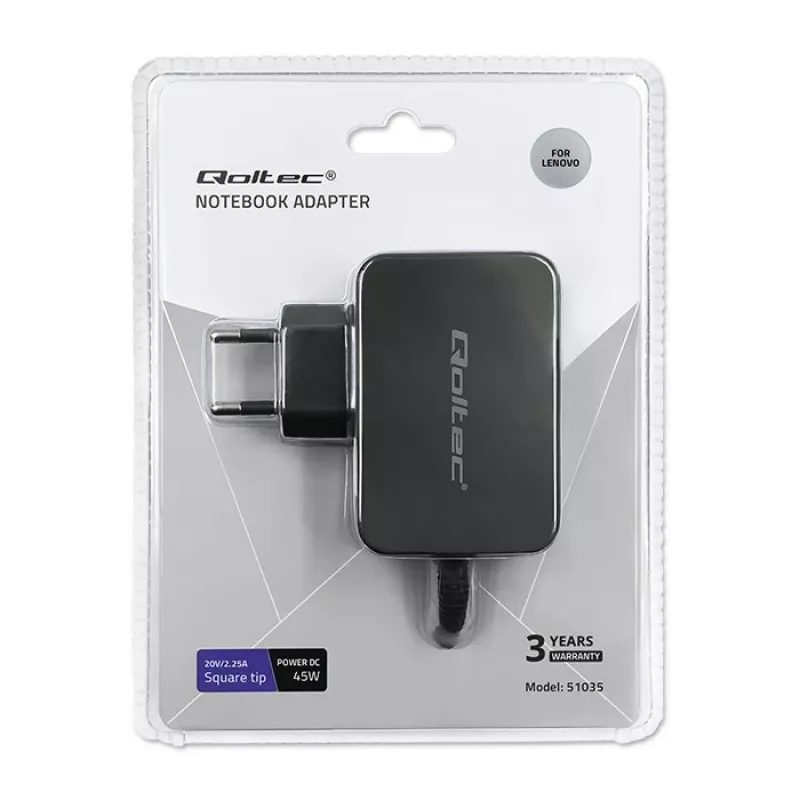 Barošanas adapteris Qoltec 51035 45W iekštelpu melns 220-240V
