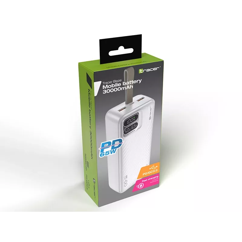 Tracer Blaze 30000 mAh 65 W, Balts
