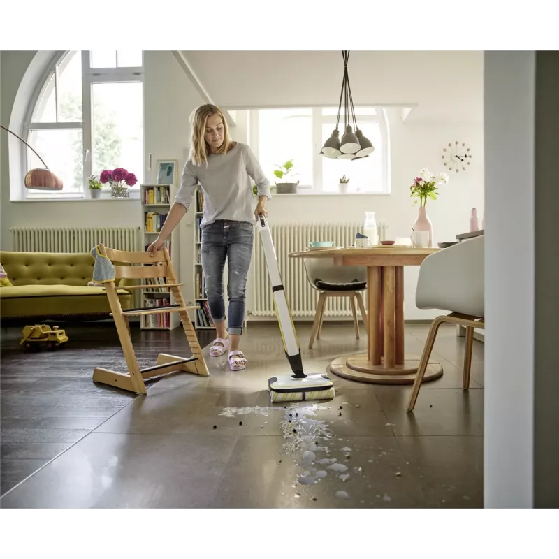 Kärcher FC 7 CORDLESS Elektriskā slota ar akumulatoru, mitrā tīrīšana, bez maisa, melna, balta, dzeltena, 2,85 Ah