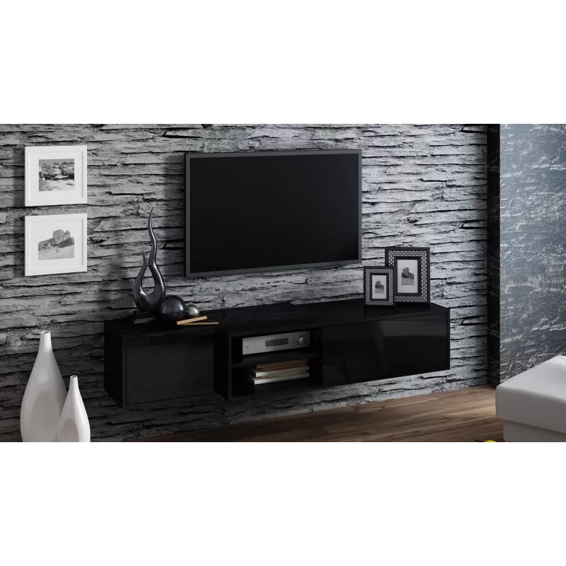 Cama TV skapis SIGMA1 180 melns/melns glancēts