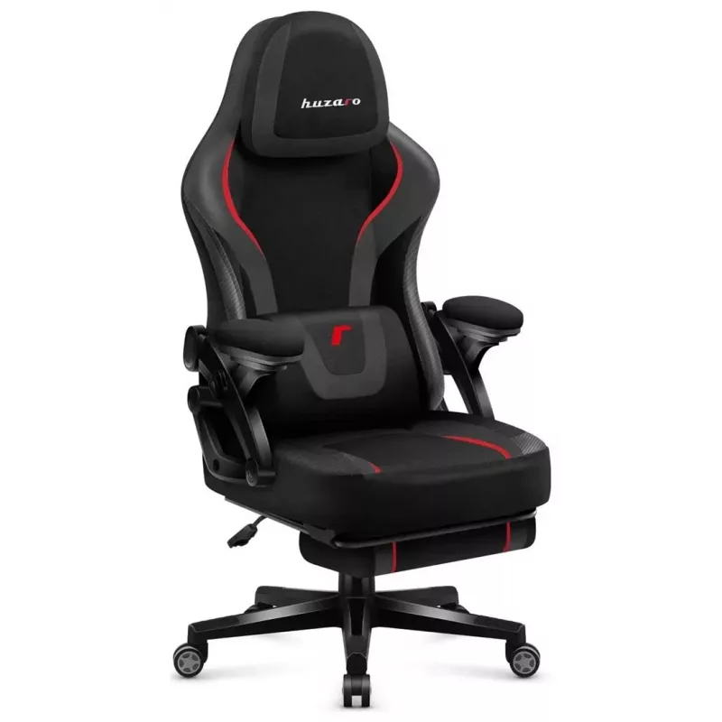 Spēļu krēsls huzaro Force 4.6 — ergonomisks auduma sēdeklis, regulējams augstums un slīpums, jostasvietas atbalsts, maks. 130 kg, sēdekļa platums 41 cm
