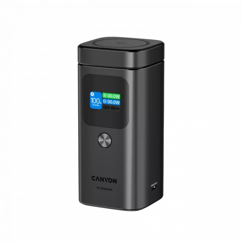 CANYON Qi2 magnētiskais barošanas bloks OnPower 150 15000mAh Alumīnijs Tumši pelēks