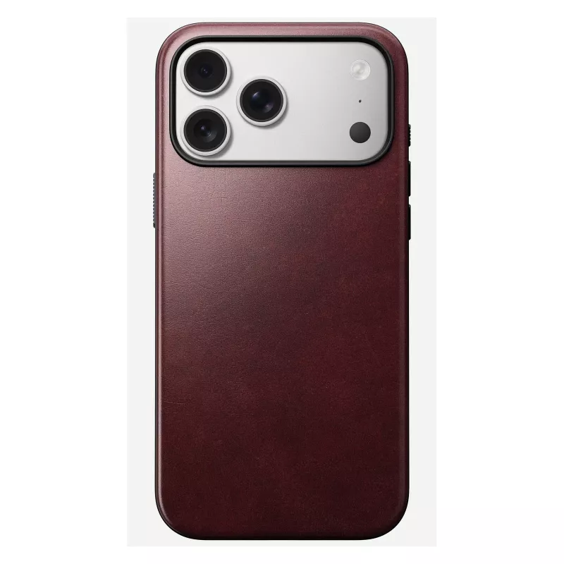 Ādas vāciņš Nomad Modern iPhone 17 Pro Max (6,9 collas) — Burgundy, āda+TPU+PC