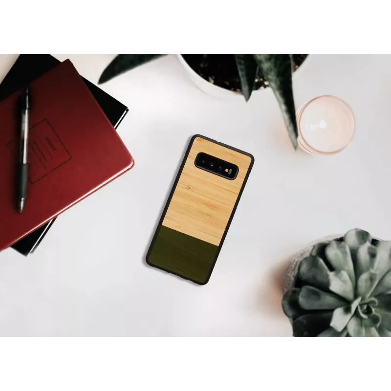 Mobilā tālruņa maciņš man and wood Samsung Galaxy S10 Plus — bambusa mežs melns