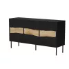 Kumode cama meble INSERTO 3D 143,5×40×80 cm melna ar LED, skaidu plātne, 16 mm rāmis