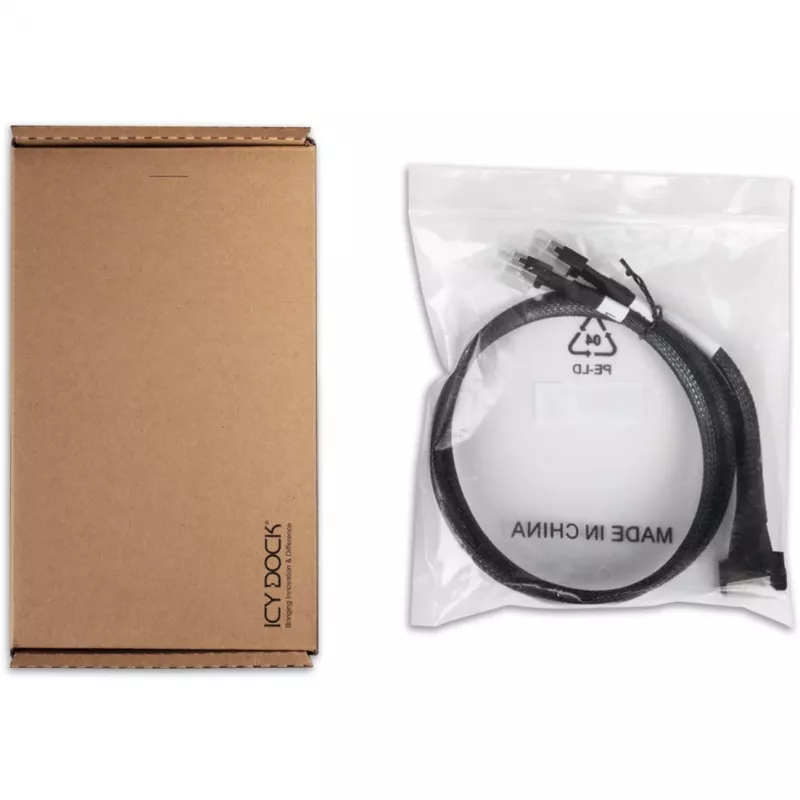 Icy Dock kabelis MCIO 8i SFF-TA-1016 uz 2xSlimSAS SFF-8654 4i kabelis 0.5m - Kabelis (MB310L-B)