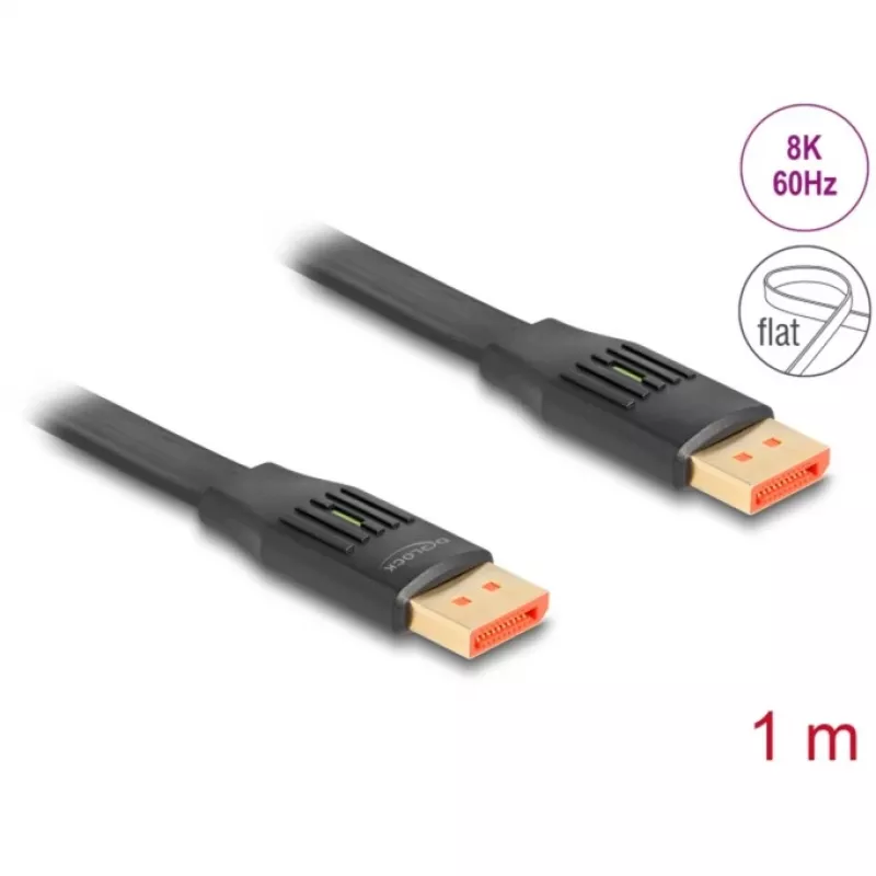 DeLOCK DisplayPort plakanais lentes kabelis 8K 60 Hz 1 m
