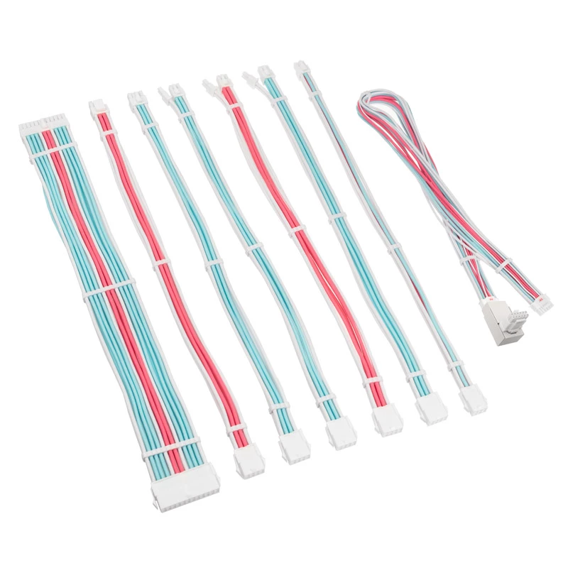 Kabeļa/adaptera komplekts Kolink Core Pro 12V-2x6 Type 2 pīts pagarinātājs — Spilgti balts/Neon zils/Tīrs