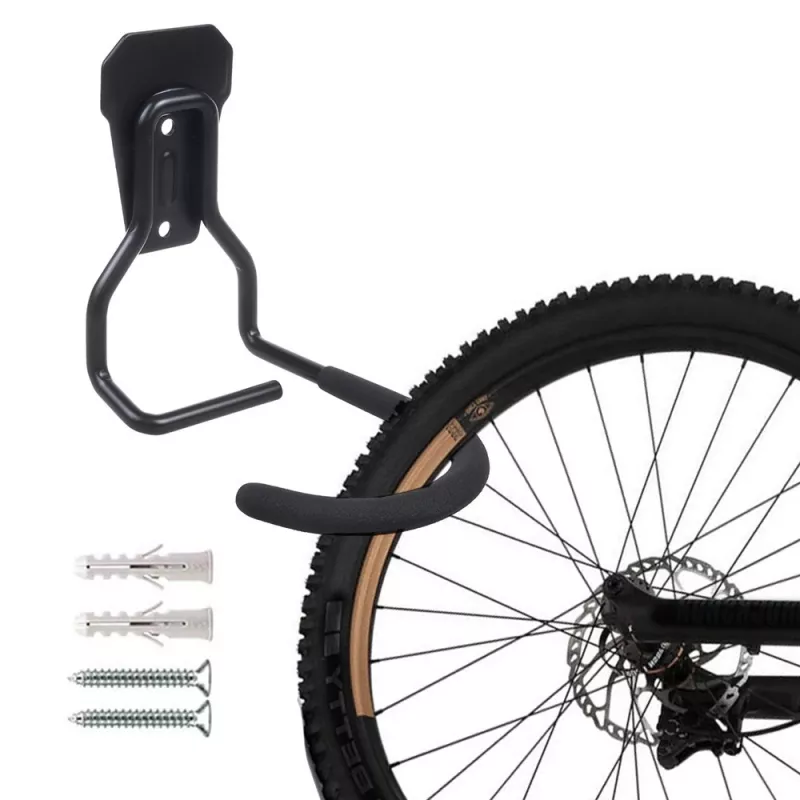 Velosipēda sienas stiprinājums MACLEAN MC-433 vertikāla velosipēda pakaramais, salokāms, regulējams platums, velosipēdiem līdz 20 kg, melns