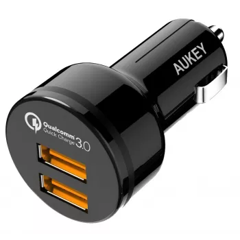 CC-T8 ātrās uzlādes auto lādētājs 2xUSB 3.0 6A 36W + micro USB kabelis 1m