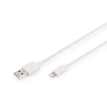 DIGITUS - Lightning kabelis - Lightning (vīr.) uz USB (vīr.) - 1,0 m - dubultā izolācija - balts - veidots - Apple iPad/iPhone/iPod (Lightning) (DB-600106-010-W)