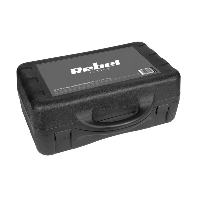 REBEL ACTIVE Regulējamās hanteles futrālī 30 kg ar stieni