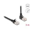 Tīkla kabelis DeLOCK RJ45 Cat.6A S/FTP plāns 90° 3 m Melns