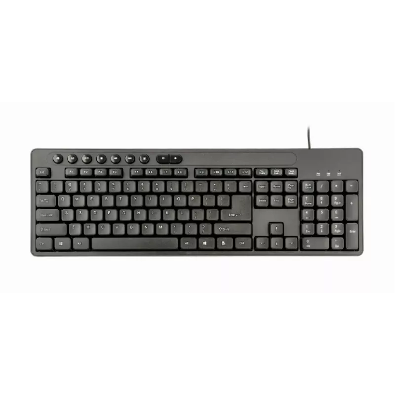 Vadu pilna izmēra tastatūra Gembird KBS-UM-04 USB QWERTY US English ar peli, melna, 1,5 m kabelis