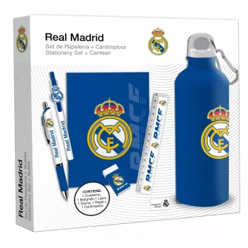 Real Madrid RM00029 komplekts: 650 ml pudele, piezīmju grāmatiņa un pildspalva