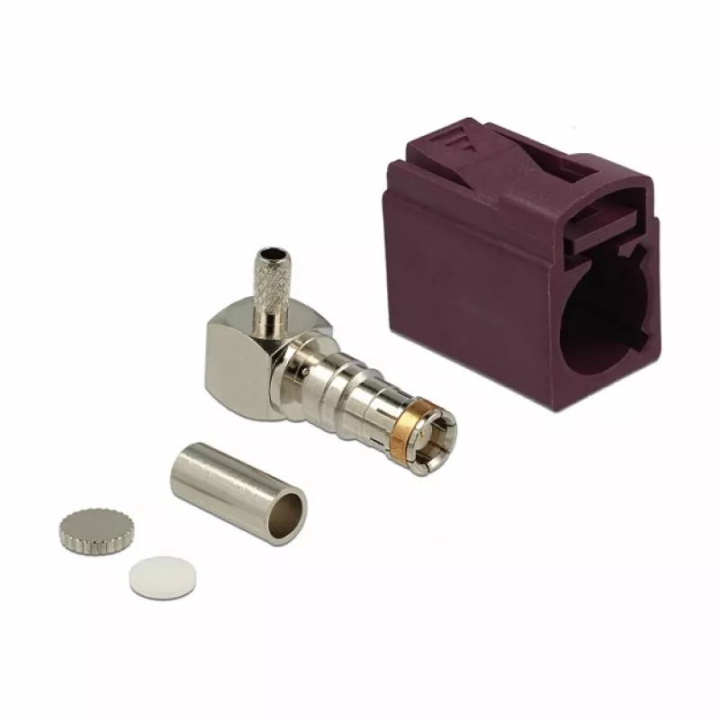 Koaksiālais savienotājs DELOCK 89716 — FAKRA D vīrišķais, 90° leņķī, 13,8×21,5×9,5 mm