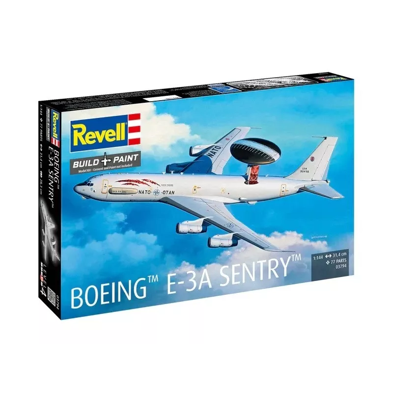Plastmasas modelis REVELL Boeing E-3A Sentry 1:144 mēroga lidmašīnas modeļa komplekts