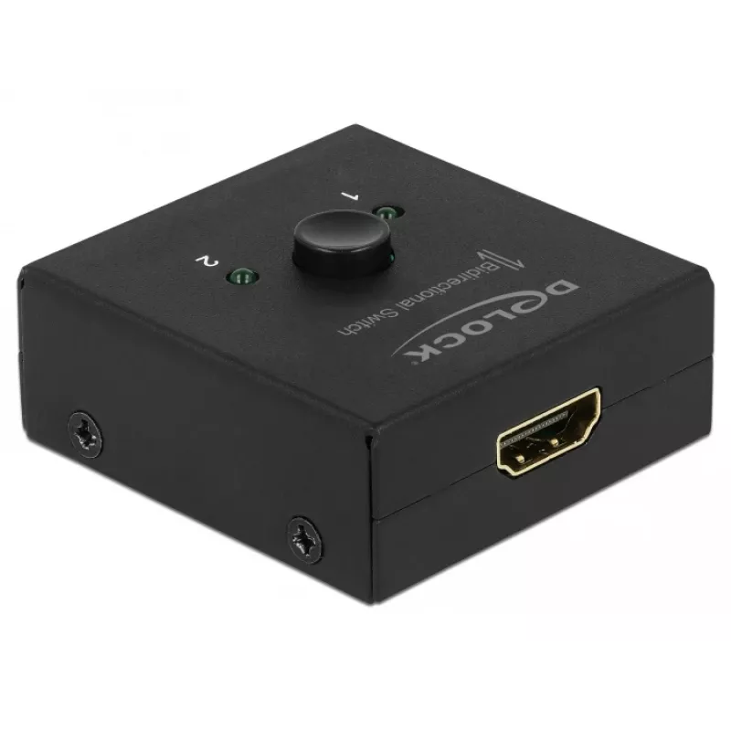 DeLock HDMI 2 - 1 divvirzienu 4K 60 Hz kompakts - Mazumtirdzniecības iepakojums - Video/Audio pārslēdzējs - 2 x HDMI - Galddatoram (64072)