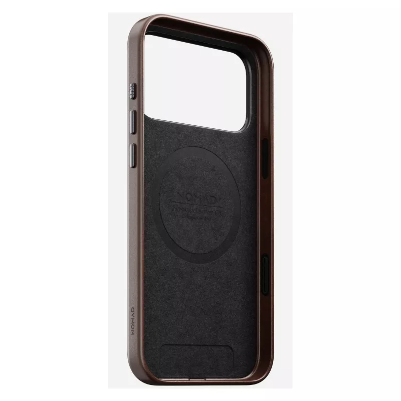 Mobilā tālruņa maciņš Nomad Traditional Leather Case priekš iPhone 17 Pro Max, āda/alumīnijs/mikrošķiedra, der 6.9 collu (Brūns)