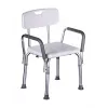 Dušas krēsls ActionMed KP300AM ar atzveltni un roku balstiem, polipropilēns, regulējams augstums 43–56 cm, sēdeklis 40×33 cm, maksimālais lietotāja svars 110 kg