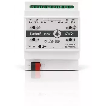 Satel KNX-DIM21 viedās mājas izpildmehānisms, montējams uz DIN sliedes, dimmera izpildmehānisms