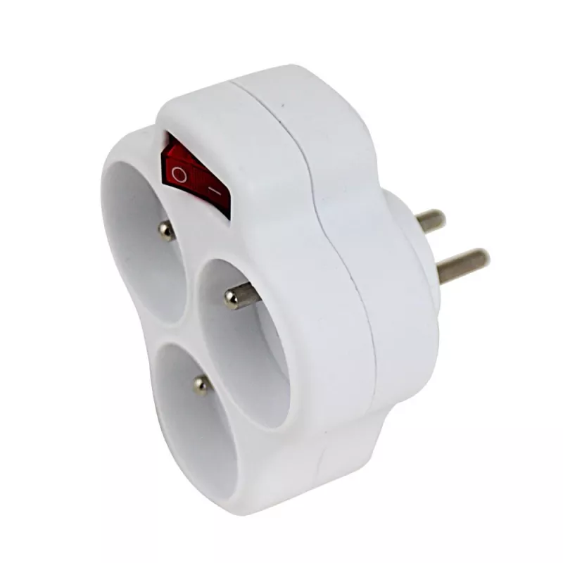 Esperanza ELK304W elektrības sadalītājs, 3 ligzdas ar slēdzi, balts