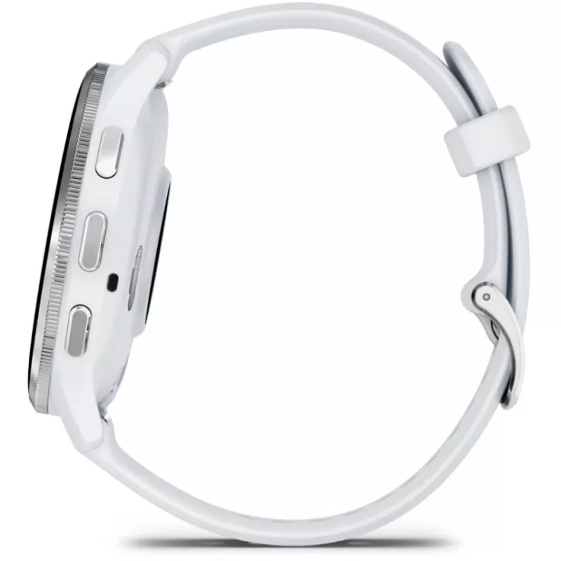 Viedpulkstenis GARMIN Venu 3 — 1,4 collu AMOLED, 45 mm korpuss, GPS, Wi‑Fi, 8 GB, Sudraba/Balts, silikona siksna
