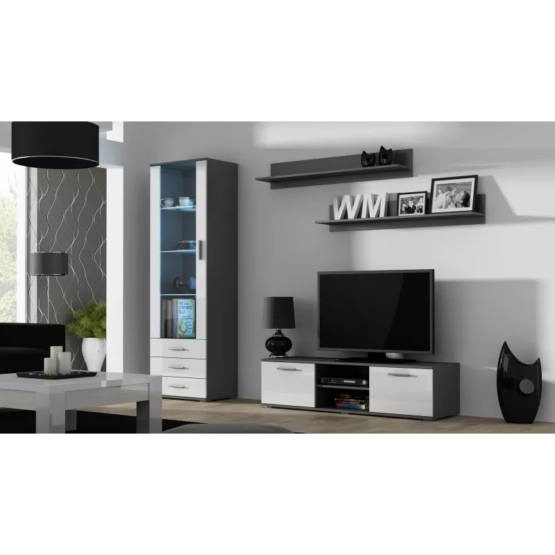 Cama TV statīvs SOHO 140 pelēks/balts glancēts