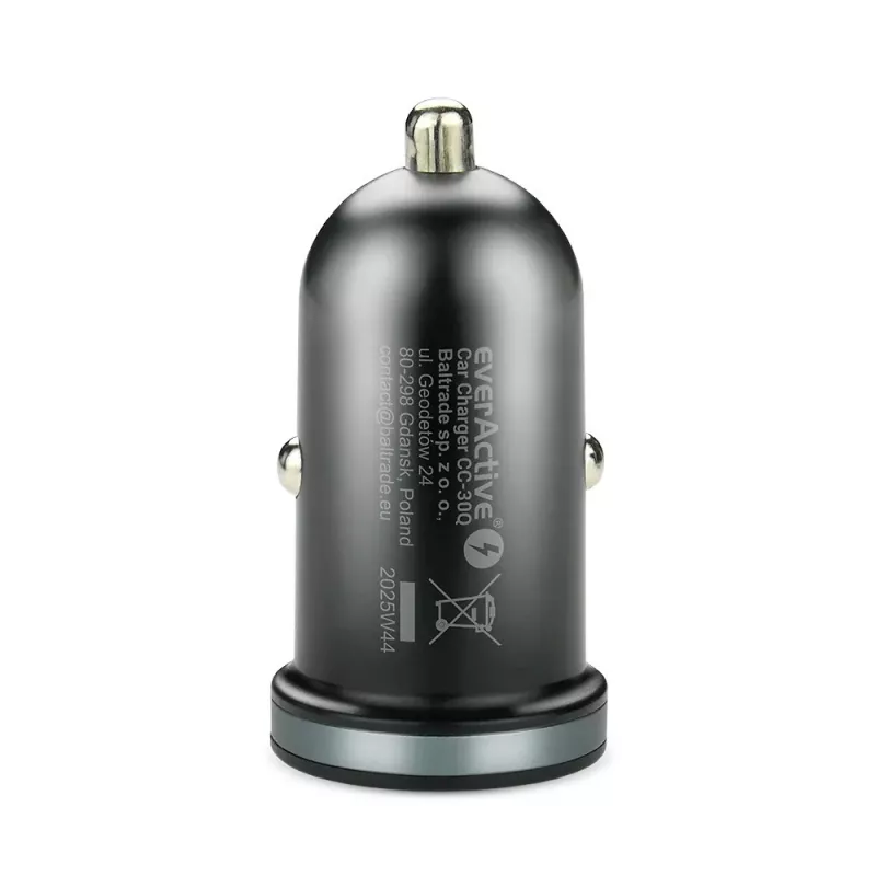 Automašīnas lādētājs everActive CC-30Q QC3.0 35W — 1x USB-A, 1x USB-C, ātrā uzlāde