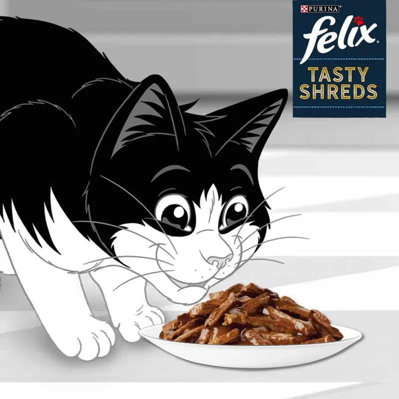 FELIX Tasty Shreds ar liellopu un vistu - 4x 80g