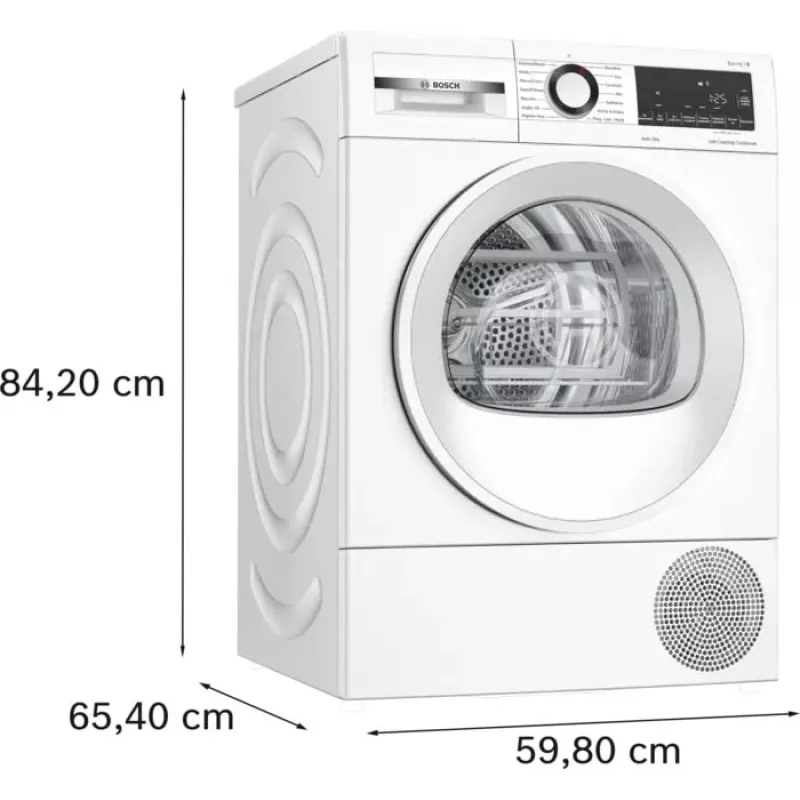 Kondensācijas veļas žāvētājs Bosch WQG145APPL 9 kg, siltumsūknis, 14 programmas, LED displejs, balts