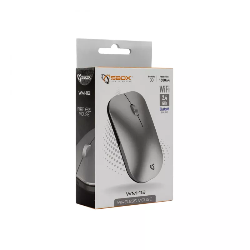 Pele SBOX WM-113 bezvadu, RF bezvadu + Bluetooth + USB Type-C