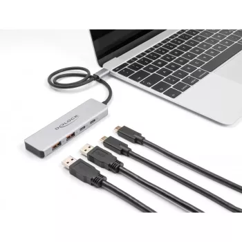 DeLOCK USB centrmezgls USB Type-C 10 Gbps 2x Type-A 2x Type-C 35 cm kabelis