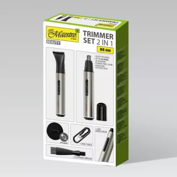 Trimmera komplekts 2-in-1 Maestro MR-666 USB — uzlādējams dubultās kopšanas komplekts