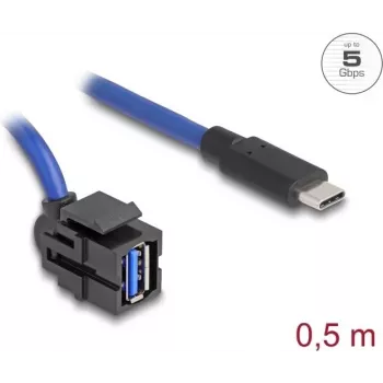 DeLOCK 88156 USB kabelis 0,5 m USB A USB C melns zils