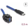 DeLOCK 88156 USB kabelis 0,5 m USB A USB C melns zils