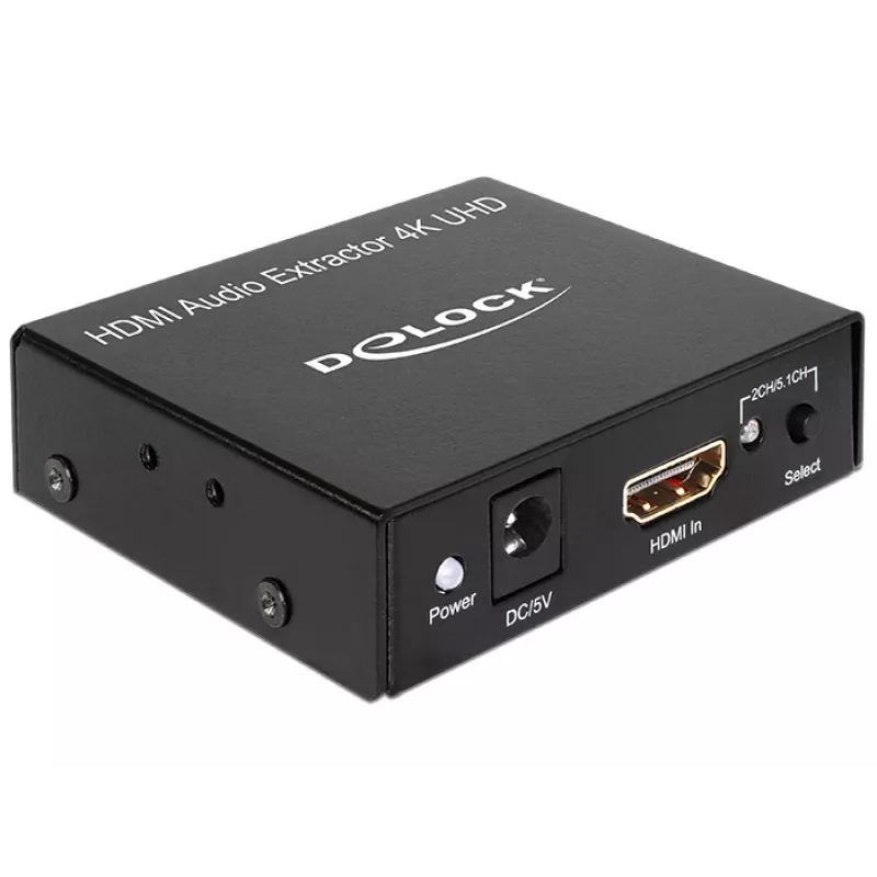HDMI stereo / 5.1 kanālu audio ekstraktors 4K, adapteris melns