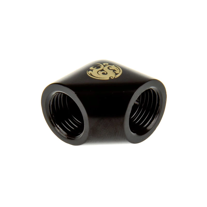 Bitspower adapters 90 grādu G1/4 ligzda uz G1/4 ligzda, melns matēts