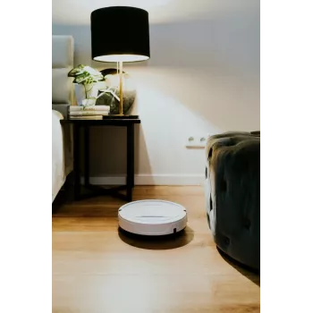 Putekļsūcējs robots BLAUPUNKT RVC201 — apaļš, balts, bezmaisa 0,5 L putekļu tvertne, 55 min darbības laiks